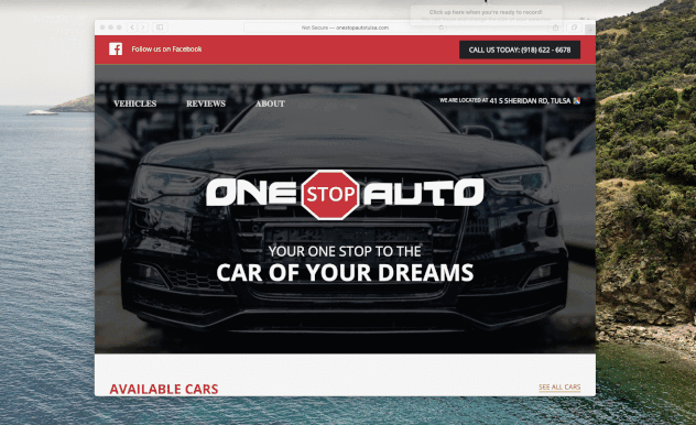 One Stop Auto website